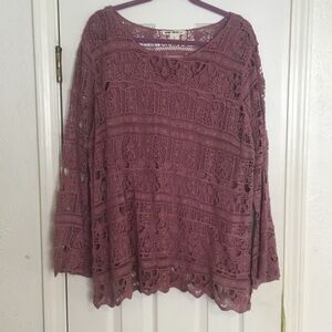 NWOT Indigo Thread Company Women's Lace Top - Mauve